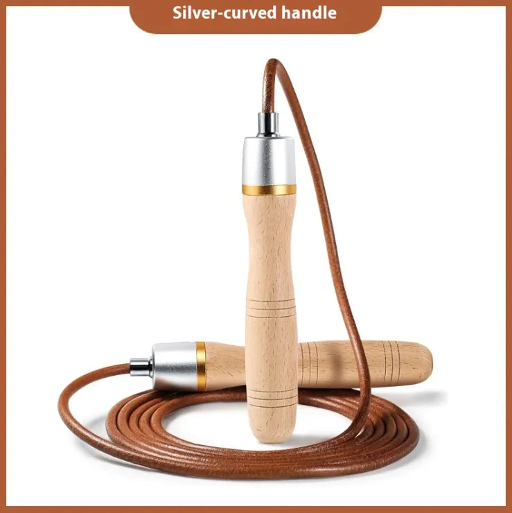 Fitness Weight Loss Exercise Slimming And Fat Burning Cowhide String Beech Handle Skipping Rope - My Store of soluchion